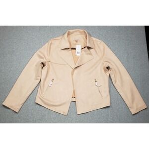 Philosophy‎ Republic Notch Collar Open Front Faux Suede Jacket Rose Blush Sz L